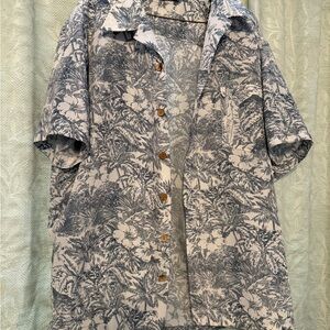 Men's Blue Floral Casual Button Down Shirt